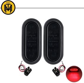 img 4 attached to 🛑 TMH 6 Inch 10 LED Smoked Lens Oval Flush Mount Red Stop Turn Signal Brake Marker Tail LED Light - Pack of 2 - Truck Trailer RV Bus - 12V - Rubber Grommet &amp; Plug Included