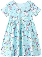 👗 lnkxrty girl's cotton dress: short sleeve cute cartoon baby dinosaur dress for toddler girls – summer casual dresses logo