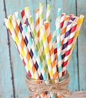 set of 150 colorful rainbow stripe paper straws for charm-filled beverages logo