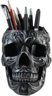 💀 victorian gothic decorative pen holder - dwk skull, goth office supplies & black desk organizers accessories for halloween - 5 inches логотип