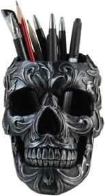 img 4 attached to 💀 Victorian Gothic Decorative Pen Holder - DWK Skull, Goth Office Supplies & Black Desk Organizers Accessories for Halloween - 5 inches