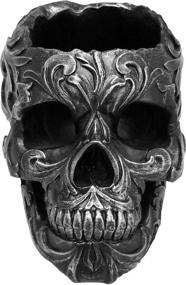 img 1 attached to 💀 Victorian Gothic Decorative Pen Holder - DWK Skull, Goth Office Supplies & Black Desk Organizers Accessories for Halloween - 5 inches