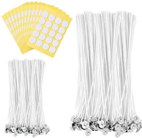 img 4 attached to 🕯️ 401-Piece Candle Wick Kit for Soy Wax Candle Making - Includes 8/6 Inch Candle Wicks, Wick Stickers, Wooden Wick Holders & Metal Sustainer Tabs