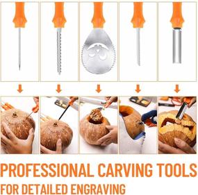 img 1 attached to 🎃 Halloween Pumpkin Carving Kit, BQYPOWER 24 Piece Professional Stainless Steel Pumpkin Cutting Tools Set for Jack-o-Lanterns - Heavy Duty Pumpkin Lantern Carving Tools with Carrying Case