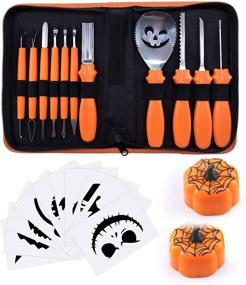 img 4 attached to 🎃 Halloween Pumpkin Carving Kit, BQYPOWER 24 Piece Professional Stainless Steel Pumpkin Cutting Tools Set for Jack-o-Lanterns - Heavy Duty Pumpkin Lantern Carving Tools with Carrying Case