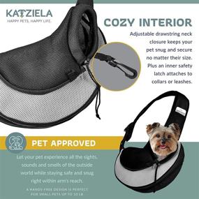 img 1 attached to Katziela Pet Carrier Sling Bag - Compact Dog, Puppy, and Cat Shoulder Backpack for Easy Travel - Essential ESA Harness Strap and Carrying Pouch - Stylish PU Leather Bottom with Convenient Mesh Pocket