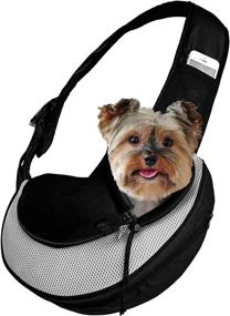 img 4 attached to Katziela Pet Carrier Sling Bag - Compact Dog, Puppy, and Cat Shoulder Backpack for Easy Travel - Essential ESA Harness Strap and Carrying Pouch - Stylish PU Leather Bottom with Convenient Mesh Pocket