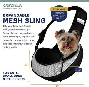 img 3 attached to Katziela Pet Carrier Sling Bag - Compact Dog, Puppy, and Cat Shoulder Backpack for Easy Travel - Essential ESA Harness Strap and Carrying Pouch - Stylish PU Leather Bottom with Convenient Mesh Pocket