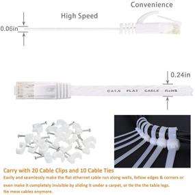 img 3 attached to 🔌 DAYEDZ 50ft Ethernet Cable, Cat 6 LAN Cable with Clips & Rj45 Connectors, Flat Slim Long Internet Patch Cord for Router, Faster Than Cat5e/Cat5, White