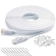 🔌 dayedz 50ft ethernet cable, cat 6 lan cable with clips & rj45 connectors, flat slim long internet patch cord for router, faster than cat5e/cat5, white logo