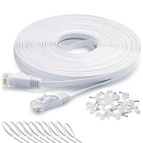 img 4 attached to 🔌 DAYEDZ 50ft Ethernet Cable, Cat 6 LAN Cable with Clips & Rj45 Connectors, Flat Slim Long Internet Patch Cord for Router, Faster Than Cat5e/Cat5, White