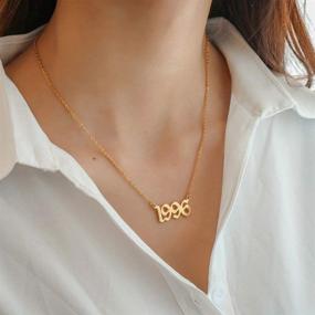 img 1 attached to 🎁 18k Gold Plated MFHUNX Birth Years Necklace for Women, Girls, Men, Boys - Initial Number Year Pendant Necklace for Birthstone, Birthday Gift, Friendship - Charm Jewelry in Old English & Arabic Numerals Design