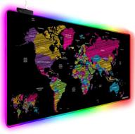 🎮 ultimate gaming experience: extended rgb mouse pad mat with lighting led, ultra thin & waterproof - 31.5'' x 15.7'' (black map) logo