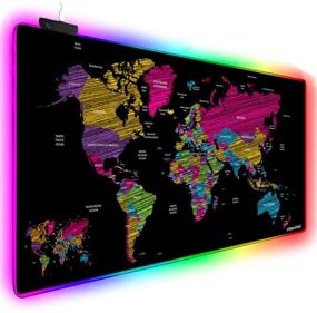 img 4 attached to 🎮 Ultimate Gaming Experience: Extended RGB Mouse Pad Mat with Lighting LED, Ultra Thin & Waterproof - 31.5'' x 15.7'' (Black Map)
