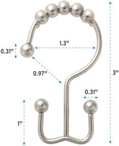 img 3 attached to Premium Nickel Double Glide Shower Curtain Hooks Rings - 🚿 Set of 12 Rust-Resistant Metal Hooks for Bathroom Shower Rods and Curtains