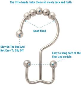 img 2 attached to Premium Nickel Double Glide Shower Curtain Hooks Rings - 🚿 Set of 12 Rust-Resistant Metal Hooks for Bathroom Shower Rods and Curtains