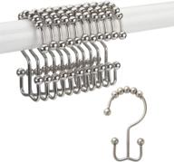 premium nickel double glide shower curtain hooks rings - 🚿 set of 12 rust-resistant metal hooks for bathroom shower rods and curtains logo