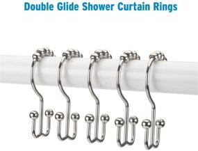 img 1 attached to Premium Nickel Double Glide Shower Curtain Hooks Rings - 🚿 Set of 12 Rust-Resistant Metal Hooks for Bathroom Shower Rods and Curtains