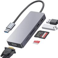 🖥️ 5-в-1 usb-хаб 3.0 с vga 1080p, адаптер usb 3.0 к vga, 2 порта usb 2.0, считыватель sd/micro sd-карт, совместим с ноутбуками на windows 7/8/8.1/10 (не совместим с mac, chrome, linux). логотип