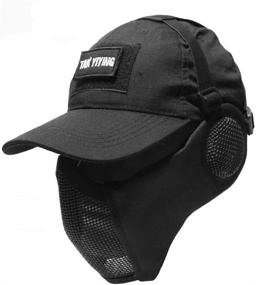 img 1 attached to 🎭 B-NO Tactical Foldable Mesh Mask: Ultimate Protection for Airsoft & Paintball, Including Ear Protection & Adjustable Baseball Cap