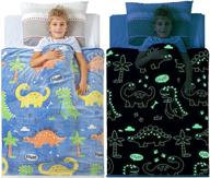 🦕 glow in the dark dinosaur blanket for boys: soft plush blue fleece throw - perfect dinosaur gift for kids, grandkids, baby, toddler - ideal for birthdays & christmas! 6+ hour glow (50”x60”) logo
