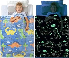 img 4 attached to 🦕 Glow in The Dark Dinosaur Blanket for Boys: Soft Plush Blue Fleece Throw - Perfect Dinosaur Gift for Kids, Grandkids, Baby, Toddler - Ideal for Birthdays & Christmas! 6+ Hour Glow (50”X60”)