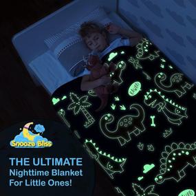 img 3 attached to 🦕 Glow in The Dark Dinosaur Blanket for Boys: Soft Plush Blue Fleece Throw - Perfect Dinosaur Gift for Kids, Grandkids, Baby, Toddler - Ideal for Birthdays & Christmas! 6+ Hour Glow (50”X60”)