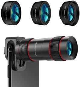 img 4 attached to 📷 AIKEGLOBAL Phone Camera Lens [Upgraded Version] - 4 in 1 iPhone Lens: 18X Zoom Telephoto, 120°Wide Angle, 20x Macro & 198°Fisheye Lens for iPhone X XS, Samsung, Android