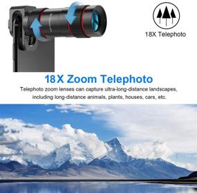 img 3 attached to 📷 AIKEGLOBAL Phone Camera Lens [Upgraded Version] - 4 in 1 iPhone Lens: 18X Zoom Telephoto, 120°Wide Angle, 20x Macro & 198°Fisheye Lens for iPhone X XS, Samsung, Android