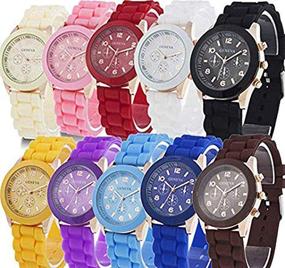 img 4 attached to 🕙 Lot of 8-10 Assorted Silicone Watch Sets - Wholesale Yunanwa Jelly Watches for Women, Men, and Unisex