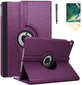 img 3 attached to IPad Air 1St Generation Case Compatible Models A1474 A1475A1476 MD785LL/A MD876LL/A 360 Rotating Stand With Wake Up/Sleep Function (Purple)