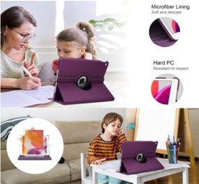 img 1 attached to IPad Air 1St Generation Case Compatible Models A1474 A1475A1476 MD785LL/A MD876LL/A 360 Rotating Stand With Wake Up/Sleep Function (Purple)