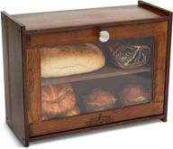 🍞 double layer bread box by g&amp;s noble designs - fully assembled - acrylic window - kitchen bread storage - brushed nickel handle - countertop keeper - loaf/dessert - airtight - dark wood bread saver логотип