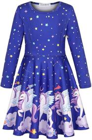 img 3 attached to Quedoris Unicorn Printed Girls Dress: Casual Party Twirly Dress for Kids, Sizes 2t to 10 Years