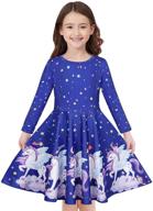 quedoris unicorn printed girls dress: casual party twirly dress for kids, sizes 2t to 10 years logo