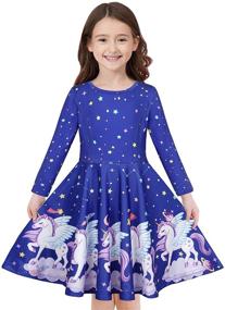 img 4 attached to Quedoris Unicorn Printed Girls Dress: Casual Party Twirly Dress for Kids, Sizes 2t to 10 Years