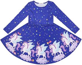 img 2 attached to Quedoris Unicorn Printed Girls Dress: Casual Party Twirly Dress for Kids, Sizes 2t to 10 Years