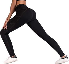 img 2 attached to 🩳 IUGA Women's High Waist Yoga Pants with Pockets - Tummy Control, Workout Leggings for Women - 4 Way Stretch Yoga Leggings with Pockets