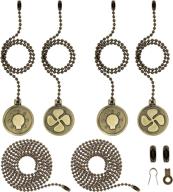 🔗 bronze ceiling fan pull chain set - 2 pairs of alphatool 12-inch light bulb & fan shaped pull chains with 2 additional 36-inch bead pull chain extensions and 4 extra connectors for ceiling light lamp fan логотип