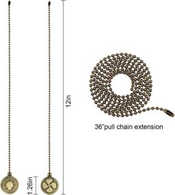 img 3 attached to 🔗 Bronze Ceiling Fan Pull Chain Set - 2 Pairs of Alphatool 12-Inch Light Bulb & Fan Shaped Pull Chains with 2 Additional 36-Inch Bead Pull Chain Extensions and 4 Extra Connectors for Ceiling Light Lamp Fan