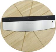 🍕 premium pizza cutter and cutting board set by checkered chef - rocker pizza cutter and 13.5 inch round wooden pizza board logo