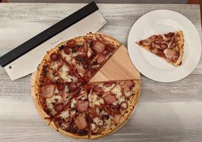 img 3 attached to 🍕 Premium Pizza Cutter and Cutting Board Set by Checkered Chef - Rocker Pizza Cutter and 13.5 Inch Round Wooden Pizza Board