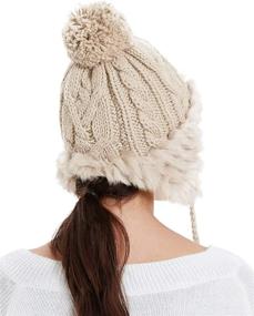 img 3 attached to Winter Skull Beanie Hat for Women - Zecmos Faux Fur Knitted Warm Ski Cap with Soft Fleece Ear Flaps