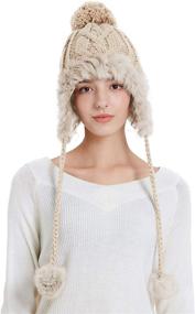 img 4 attached to Winter Skull Beanie Hat for Women - Zecmos Faux Fur Knitted Warm Ski Cap with Soft Fleece Ear Flaps