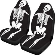 🎃 halloween black skull skeleton car seat covers - soft & comfortable front seat protector bag for automotive interior, universal fit for cars & vans - afpanqz logo