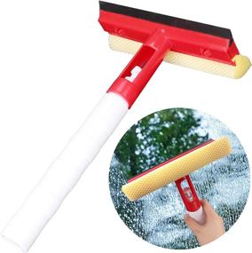 img 4 attached to 🧼 8" Window Squeegee with Scrubber - Car Windshield Washing Tool, Rubber Water Blade for Shower Glass Door, Window Cleaner with Sprayer Handle