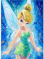 👸 princess tinker bell stitch 5d diamond painting kit - diy crystal rhinestone embroidery cross stitch for adults and kids, 16"x12" full drill round craft canvas for decor logo