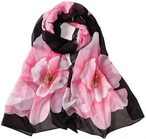 img 4 attached to 🍀 Stunning Clover Women Floral Print Chiffon Scarves & Wraps: Fashionable Accessories for Women