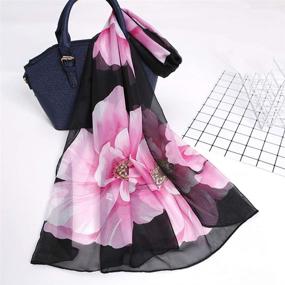 img 3 attached to 🍀 Stunning Clover Women Floral Print Chiffon Scarves & Wraps: Fashionable Accessories for Women