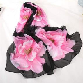 img 1 attached to 🍀 Stunning Clover Women Floral Print Chiffon Scarves & Wraps: Fashionable Accessories for Women